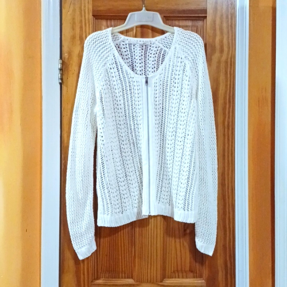 Rachael Roy Long Sleeve Scoop Neck Knit Beach Cover-up Top Size L